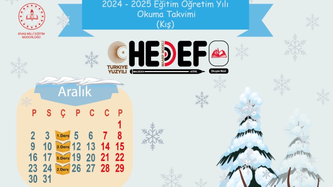 HEDEF PROJESİ Kış Okuma Takvimi Yayınlandı.